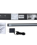 Under Cabinet LED Light Bar 12 Inch Touch Activated And Dimmable Aluminum Fixture For Kitchen Workbench And Desk Cold White 6000K Plug In Silver Finish No Fuss Easy Tap Control shown with packaging and manual