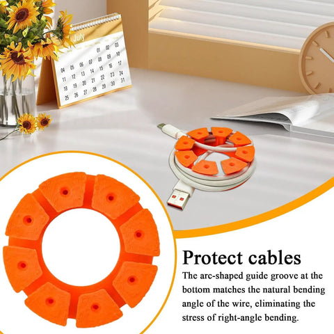 Slick Multi Layer Cable Management Box Keeps Your Entire Workspace And Kitchen Counter Totally Tangle Free Durable Wire Cover with orange wire guard for stress-free cable management.