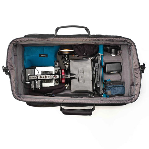 Cineluxe V2 Backpack 24 for Pro Cinema Gear fits large camcorders and cinema cameras up to 20 inches with secure compartment view.
