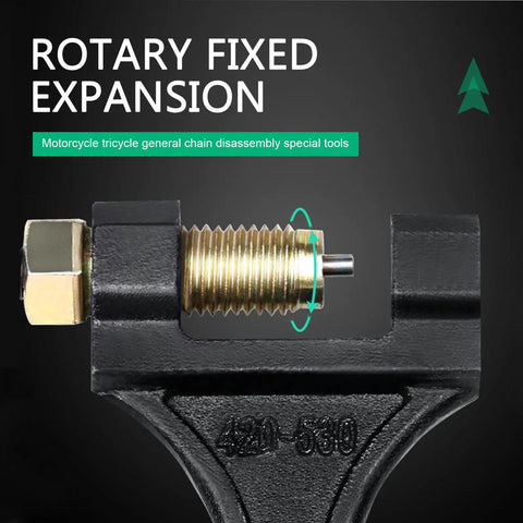 Pro Grade Motorcycle Chain Breaker Tool For 420 428 520 525 528 And 530 Roller Chains, close-up of rotary fixed expansion mechanism