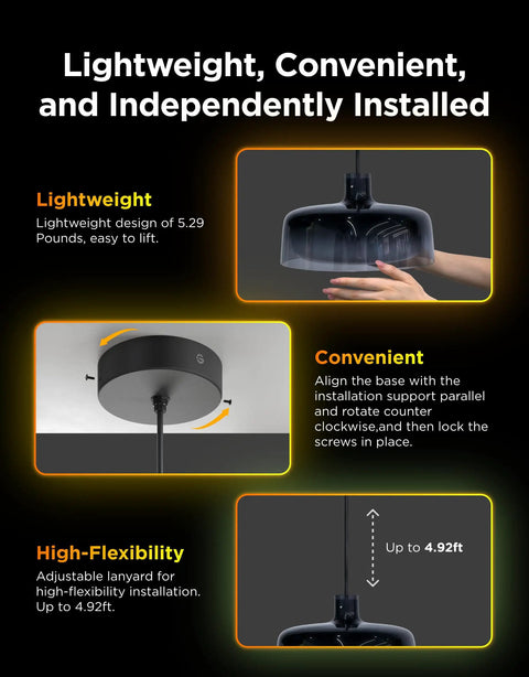 Modern Three Layer Pendant Lights For Kitchen Island Featuring Rgbic Smart Color Changing Strips And Dimmable Warm White Output, lightweight and convenient installation.