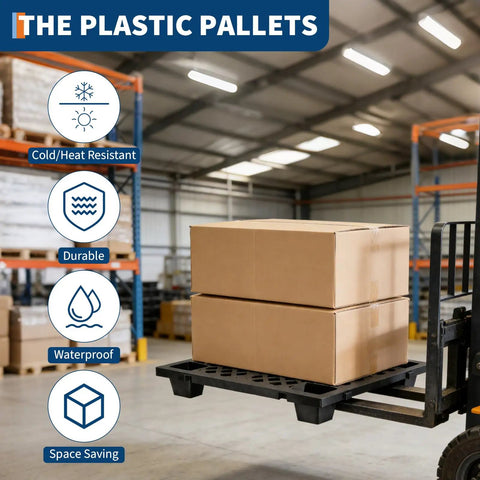 Heavy Duty Interlinked Plastic Pallet With Ventilated Grid, Stackable Industrial Grade HDPE Pallet For Warehouse And Garage