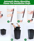 16 Inch Tall Planters Set Of 2 For Indoor And Outdoor Use In Black With Drainage Holes Inner Bucket And Water Level Monitors assembly steps