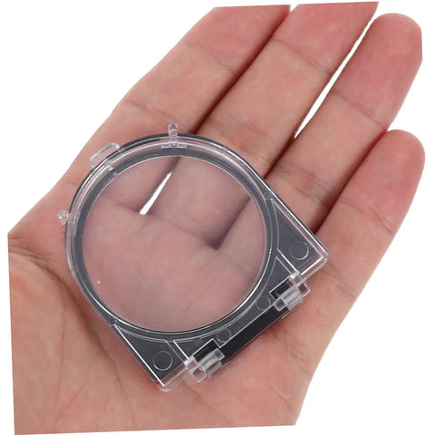 Hand holding a Transparent Button Cover Protector For Computer Power Button Prevents Accidental Shutdowns Easy Install