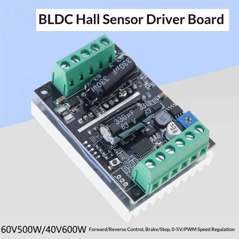 Top Shelf Smooth Operator 60V 500W Brushless Motor Driver Board With Hall Sensors, compact electronic module for motor control.