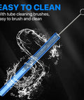Blue Borosilicate Glass Tubes Set Of 20 For Art DIY Projects, 6 Inch Length, features cleaning brush with water splash