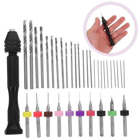 Miniature Hand Drill Set With Pin Vise For Jewelry Making And Crafting Pro Grade Handheld Drill Kit With Assorted Twist Bits Display