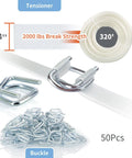 Top Shelf Straight Up Heavy Duty Packing Strapping Kit With 3/4 Inch Polyester Cord Roll 320 Feet Length 2000 Lbs Break Strength including buckles and tensioner.
