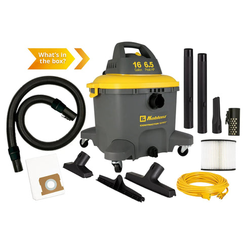 Contractor Series Pro Wet Dry Vac For Heavy Duty Jobsite Cleanup Sixteen Gallon Workhorse Six Point Five Peak HP Shop Vacuum parts