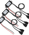 Two Pack 12V To 5V USB Buck Converter Module Dual USB Ports 3A 15W Car Power Adapter Voltage Regulator with cords and connectors