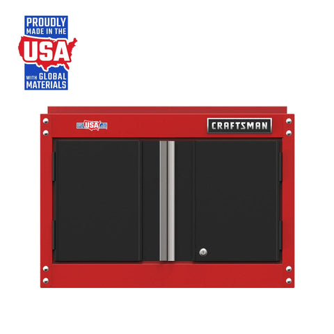 Tough Heavy Duty Metal Garage Storage Cabinet With Wall Mount 2 Door Design And Internal Locking System For Secure Tool Storage 200 Lb Capacity 5,245 Cu In Made In USA, front view