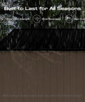 Rain shedding off roof of 6 By 4 Outdoor Storage Shed In Brown Sturdy Metal Building With Floor Frame And Operable Window