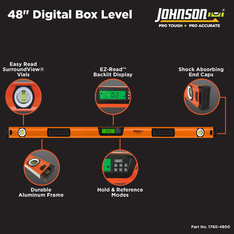 No Nonsense 48 Inch Digital Box Level Gives High Precision Readouts For Rock Straight Layouts Heavy Duty Frame Bright Orange Shell