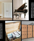 Six Piece Heavy Duty Matte Black Piano Hinges 8 Inch Continuous Steel Hardware Rust Proof on cabinetry and storage.