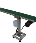 Workhorse PVC Flat Conveyor Belt System With Adjustable Speed And Single Row Leg Stand 47 Inch Long Green Belt 110V