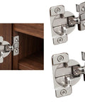 Cabinet Hinge Repair Kit For Grass TEC 861 With Half Inch Overlay And Easy Install Dowel Mount at 108 Degree, two nickel hinges