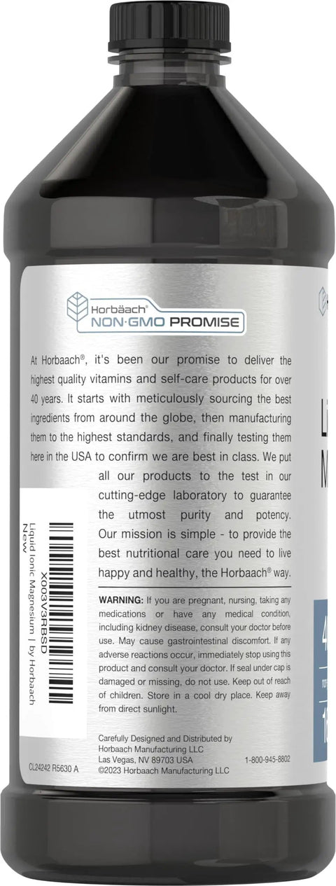 Side view of bottle, Liquid Magnesium Supplement With 400 Mg Per Serving, Trace Mineral Complex Including Sulfate, Lithium, And Boron