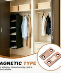 Ultra Thin Stainless Steel Cabinet Door Magnets 4 Pack with adhesive double sided tape shown in closet use