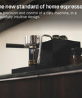 Premium Home Espresso Machine Featuring Smart Pressure Profiling And Instant Shot Feedback For Consistent Pulses And Expert Temp Control. A sleek espresso maker brewing on a countertop.