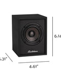 Front view of powered bookshelf speakers with built-in amplifier and 3-inch drivers for turntables, TV, PC, and wireless music streaming Bluetooth 5, RCA, and Aux dope, warm, versatile home audio system