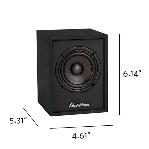 Front view of powered bookshelf speakers with built-in amplifier and 3-inch drivers for turntables, TV, PC, and wireless music streaming Bluetooth 5, RCA, and Aux dope, warm, versatile home audio system