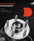 Front Left Steering Knuckle And Wheel Bearing Hub Assembly For Ford Focus 2012 2018 Hatchback And Sedan 5 Lug Driver Side Direct Fit Replacement Part Plug And Play OEM Compatible Ready, close-up view of hub bearing.