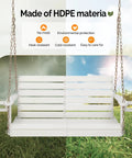 Heavy Duty 1600 LB HDPE Porch Swing For Two With Rotatable Cup Holder 4 FT Outdoor Bench Swing Adjustable Chains Two Person Hanging Chair