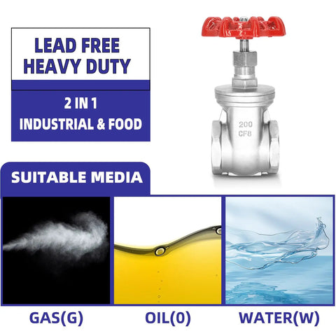 1-1/2 Inch NPT Stainless Steel Gate Valve Heavy Duty Female To Female Thread Manual Rotary Sluice Valve With Wheel Handle