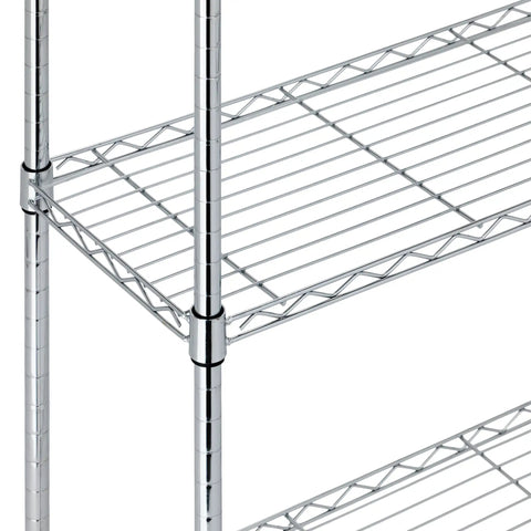 Heavy Duty Five Shelf Wire Storage Rack With Chrome Steel Finish, Adjustable Space Saving Shelving Organizer For Garage Or Kitchen, Rock Solid Zero Stress Setup, 350 Lbs Per Shelf Capacity