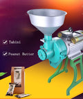 Beefy 3000W Powerhouse Commercial Grain Mill And Flour Grinder with large funnel and motor, making Tahini and Peanut Butter