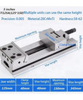 Precision Machine Vise Featuring A Quick Adjust Slide Bar And Rock Tight Jaw Grip Built Like A Tank For Cnc Engraving and Heavy Duty Workshop Clamping Jobs, 5 inches, 125mm jaw width, metal construction.