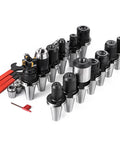 Battle Ready Cnc Cat40 Collet Set With Er32 And Er16 Tooling Kit displaying various collets and toolholders for precise milling.