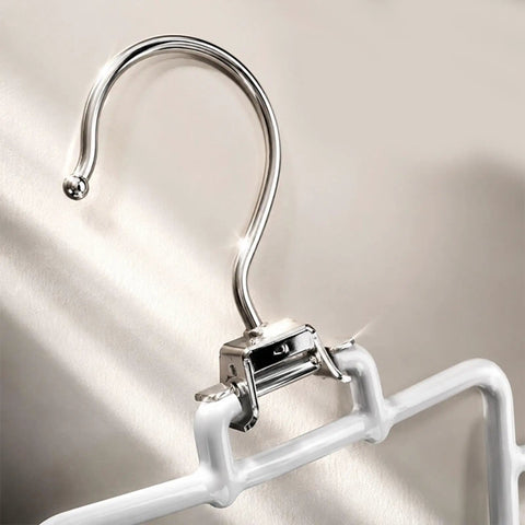 Game Changing Dual Side Closet Hanger With Twelve Rotating Hooks For Organizing Belts Scarves Ties And Gear Kick Storage Stress Away And Keep Your Daily Routine Smooth, showing a close-up of the metal hook.