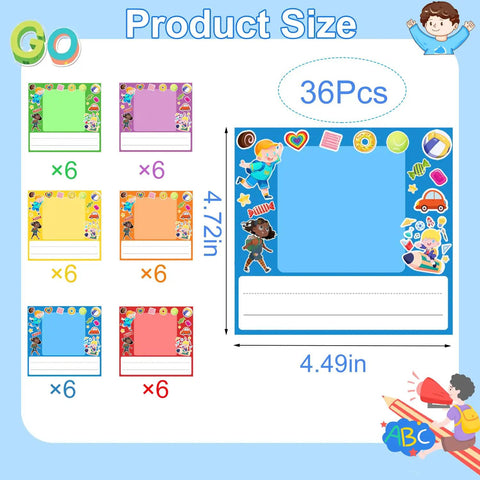 Kid Friendly Photo Desk Nameplates Set 36 Self Adhesive Name Tags With Photo Space for Classrooms and Desks, multicolor, 4.5x4.75 in