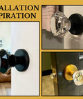 Installation inspiration showing Black Crystal Door Knob With Lock Set For Interior Privacy Glass Vintage Style Hardware on various doors.