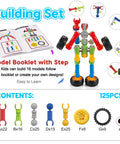 Stem Building Toys Set With 125 Pieces For Ages 3 4 5 6 7 8 And Up Boys And Girls Creative Engineering Blocks shown with model booklet