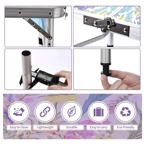 Features of Foldable Camping Table 24 By 16 Inch Surface With Adjustable Heights 10 19 And 24 Inches Lightweight Aluminum Table