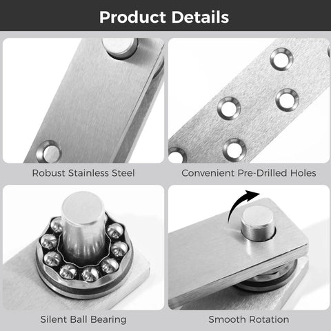 Two Pack Sturdy Door Pivot Hinges Heavy Duty Stainless Steel Hidden Hinges For Murphy Doors And Secret Bookshelf Systems close-up