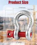 Size details of Badass 10 Pack 3/8 Inch Galvanized Steel Shackles Bundle showing dimensions and design features.