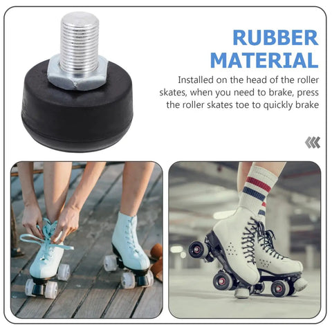 Adjustable Rubber Toe Stopper For Roller Skates High Elasticity Brake Head Replacement shown on quad skates indoors