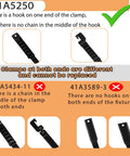 Diagram showing 41A5250 Garage Door Opener Belt features and compatible clamp types for 7 ft high doors.
