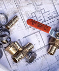 Stainless Steel PEX Cinch Clamp Rings 3/4 Inch Pack Of 50 with plumbing fittings and diagram, rust resistant and ASTM F2098 compliant.