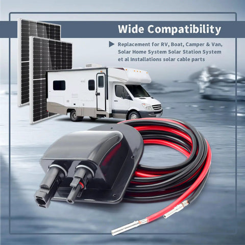 Solar Cable Entry Gland With 10Ft 10AWG Extension Cord for RV Roof Mount MC4 Connectors, ideal for RVs Boats Campers and Vans
