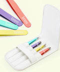 Pro Grade Eyebrow Tweezer Set Four Piece Slant And Pointed Tips Stainless Steel For Precision in multicolor case