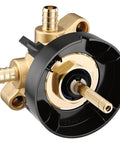 U361X M CORE 3 Or 6 Function Transfer Valve With Crimp Ring PEX Connections, brass and black casing