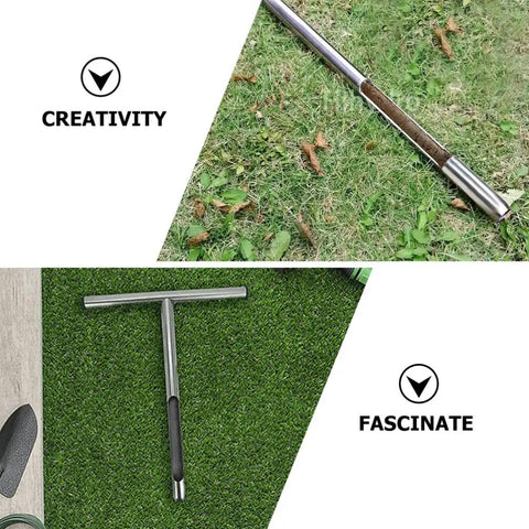 Stainless Steel Tubular Soil Probe for lawn sampling on grass, lightweight grab and go compact design with T style handle.