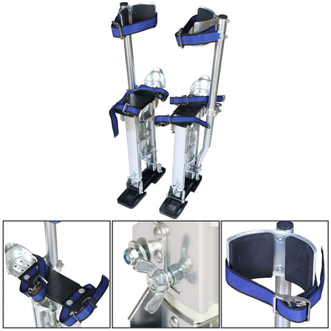 Beefy Aluminum Alloy Stilts 15 to 23 Inch Adjustable Height for High Altitude Work Non Slip Rubber Soles Easy Adjust Durable Silver Construction