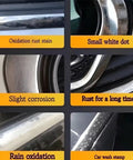 Image showing car surface issues like oxidation rust stain, small white dot, slight corrosion, and effects of rain oxidation.