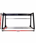 Front view of Heavy Duty Adjustable Garage Wall Tire Rack Storage for Seasonal Tires, 34 to 58 Inch Wide, All Steel Construction