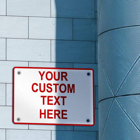 Customizable Aluminum Weatherproof Metal Sign White Red Danger Horizontal Street Sign Personalize Text For Indoor Outdoor Use 10x7 Inches Durable Yard Safety Sign, wall mounted